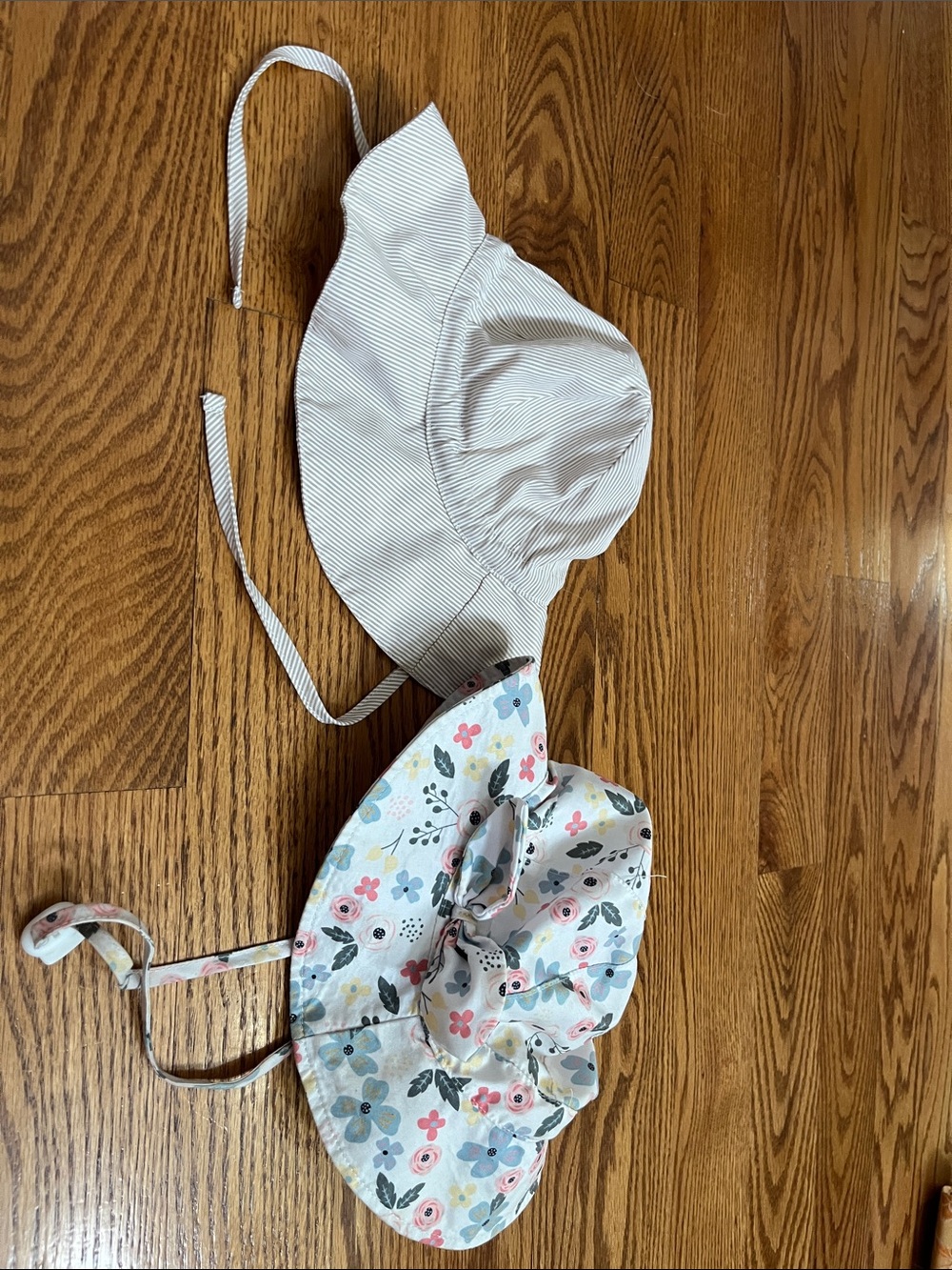 Baby girl Floral Sun Hat - Pink & White flowers and Striped Options